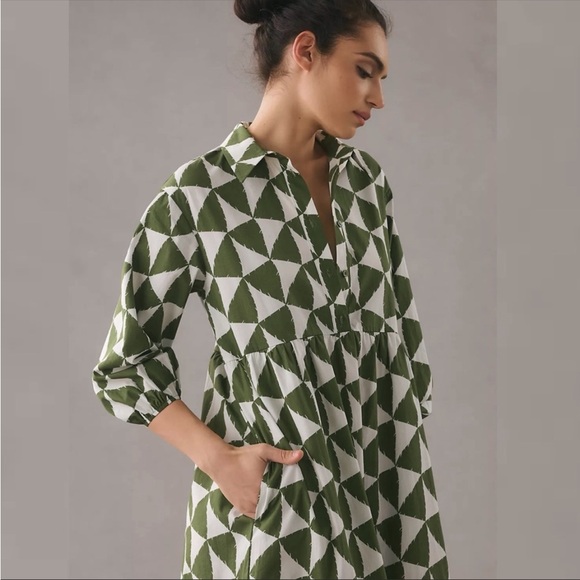 Anthropologie Bettina Tiered Shirt Dress by Maeve 1X New - Picture 2 of 10
